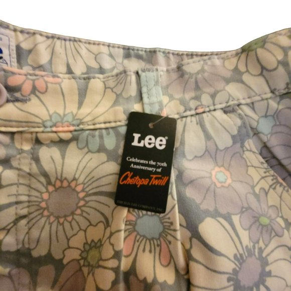 Lee Floral Shorts Chetopa Twill Workwear High Rise Pleated Womans M (32) Jj3406 - Picture 4 of 9
